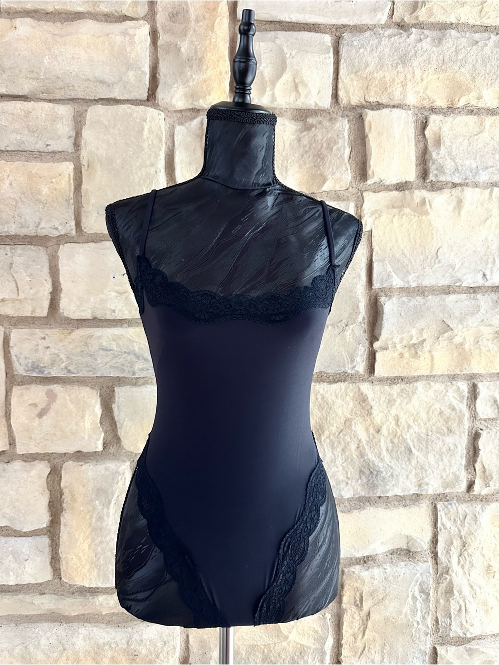 Black Lace Trim Camisole Bodysuit - Women Intimates